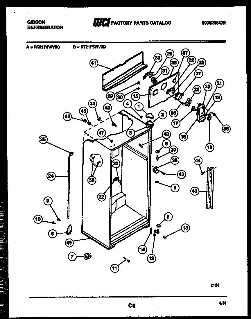 Gibson RT21F6WV3D cabinet parts diagram