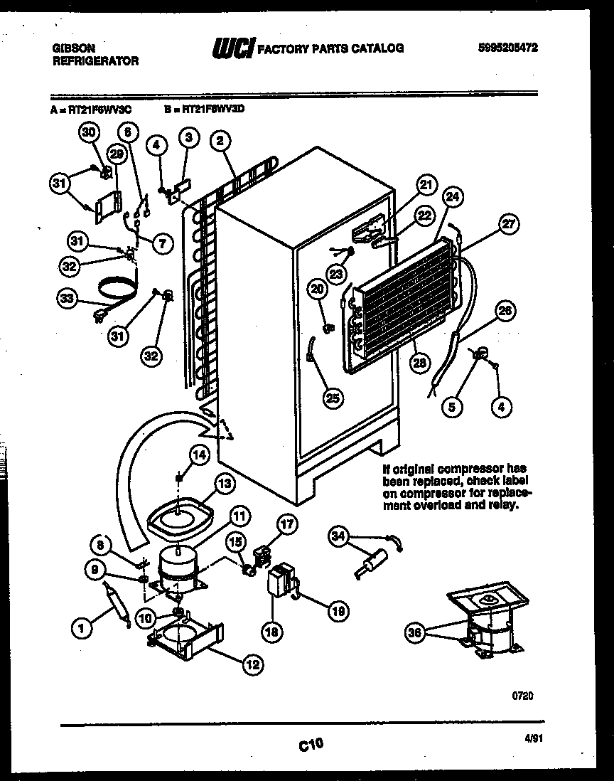 Gibson RT21F6WV3D system and automatic defrost parts diagram