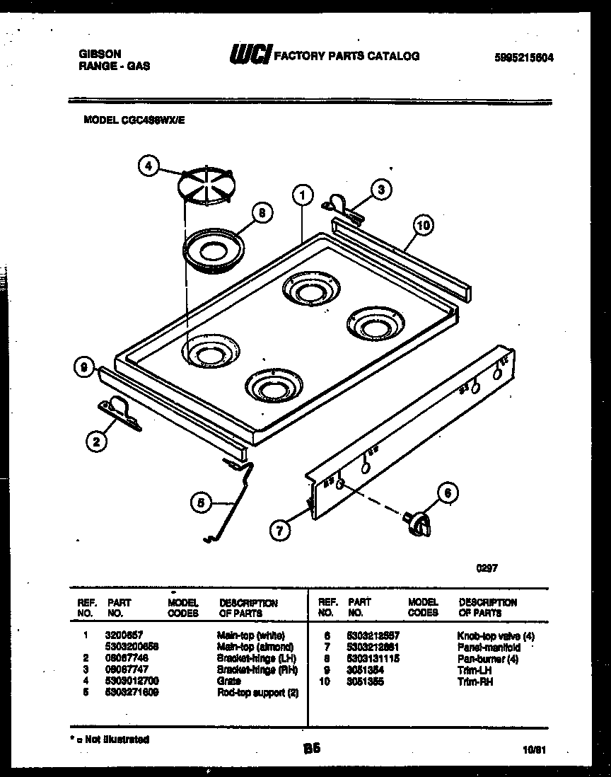 Gibson CGC4S8WXE cooktop parts diagram