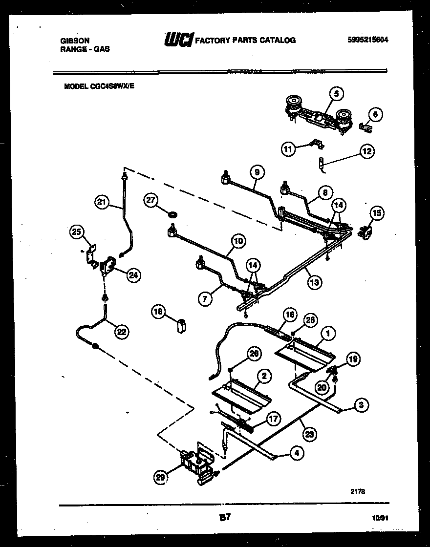 Gibson CGC4S8WXE burner parts diagram