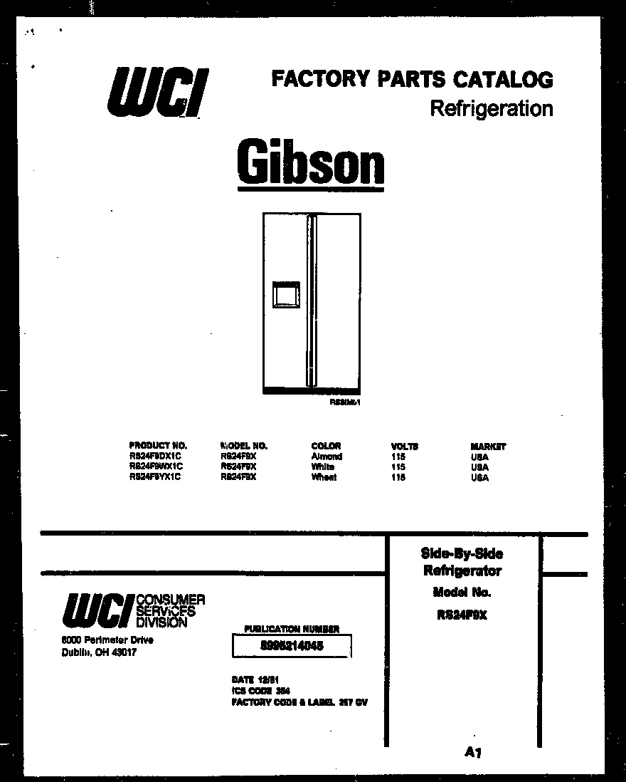 Gibson RS24F9WX1C front cover diagram