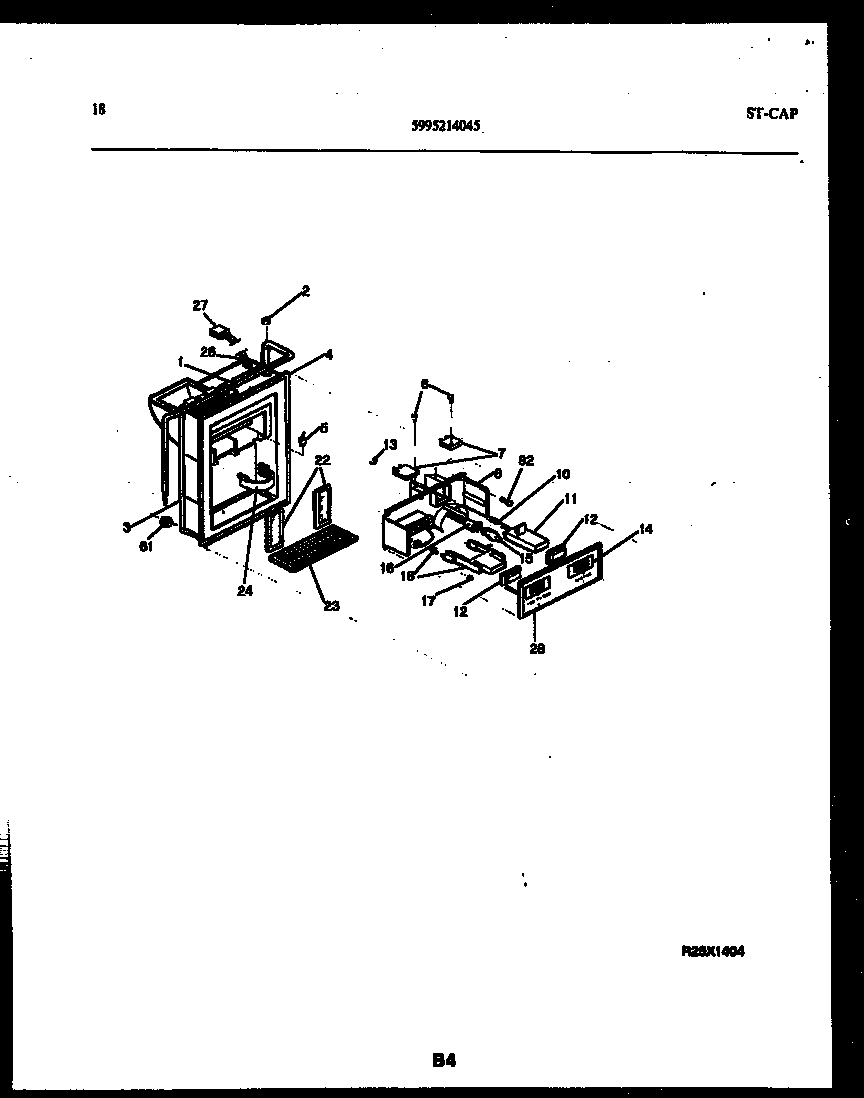 Gibson RS24F9WX1C ice door, dispenser and water tank diagram