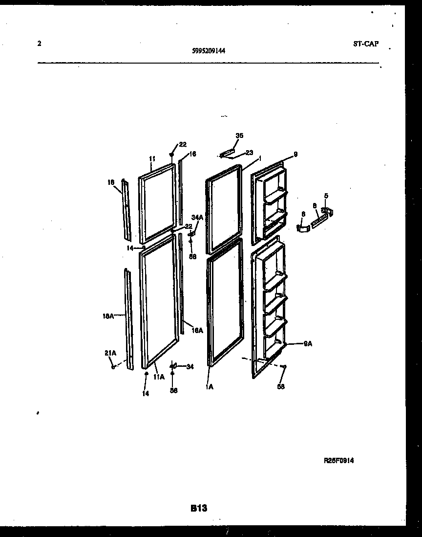 Gibson RS22F8WX1A freezer door parts diagram