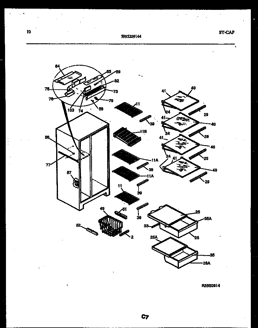 Gibson RS22F8WX1A shelves and supports diagram