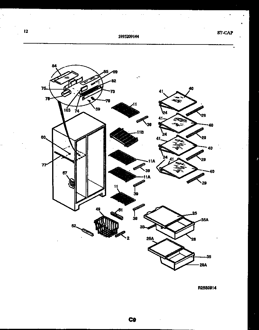 Gibson RS22F8WX1A shelves and supports diagram