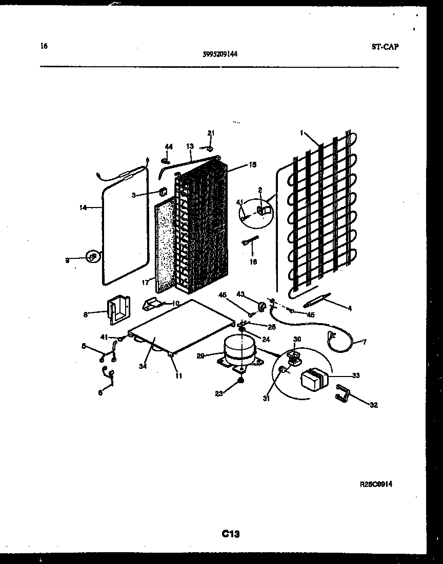 Gibson RS22F8WX1A system and automatic defrost parts diagram