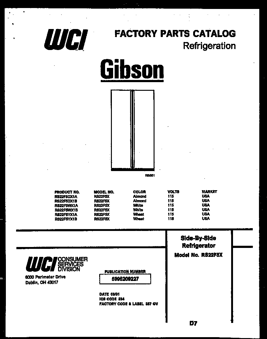 Gibson RS22F5YX1B front cover diagram