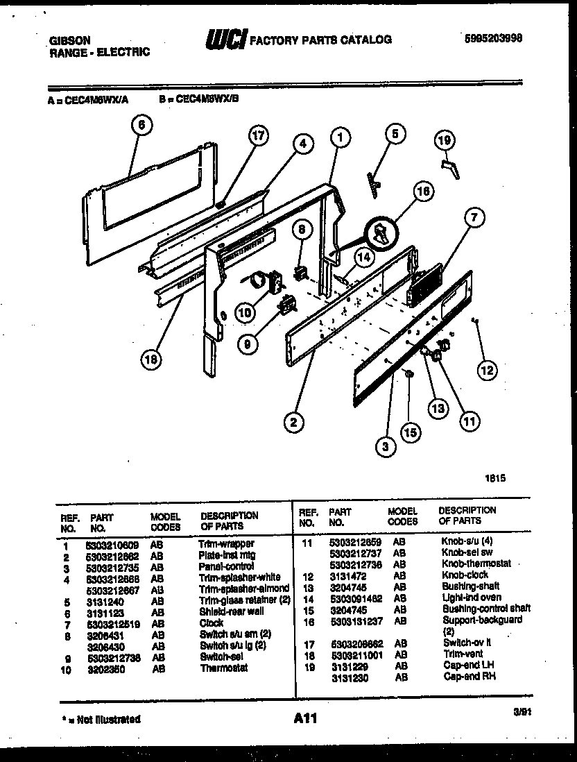 Gibson CEC4M6WXB backguard diagram