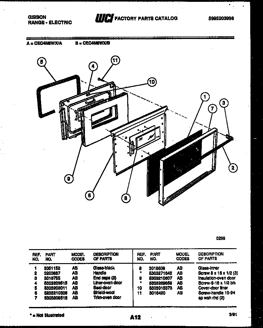 Gibson CEC4M6WXB door parts diagram
