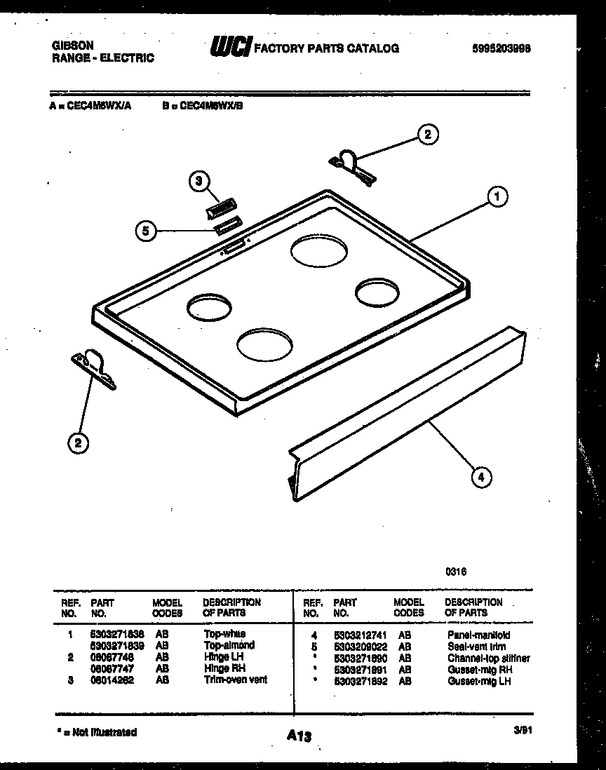Gibson CEC4M6WXB cooktop parts diagram