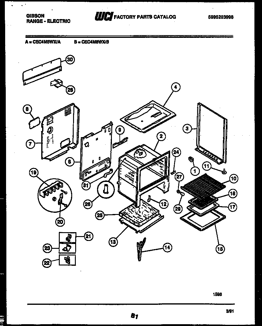 Gibson CEC4M6WXB body parts diagram