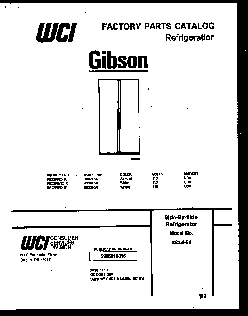 Gibson RS22F5WX1C front cover diagram