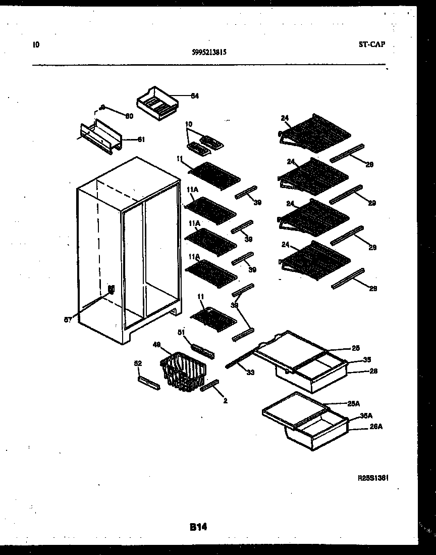 Gibson RS22F5WX1C shelves and supports diagram