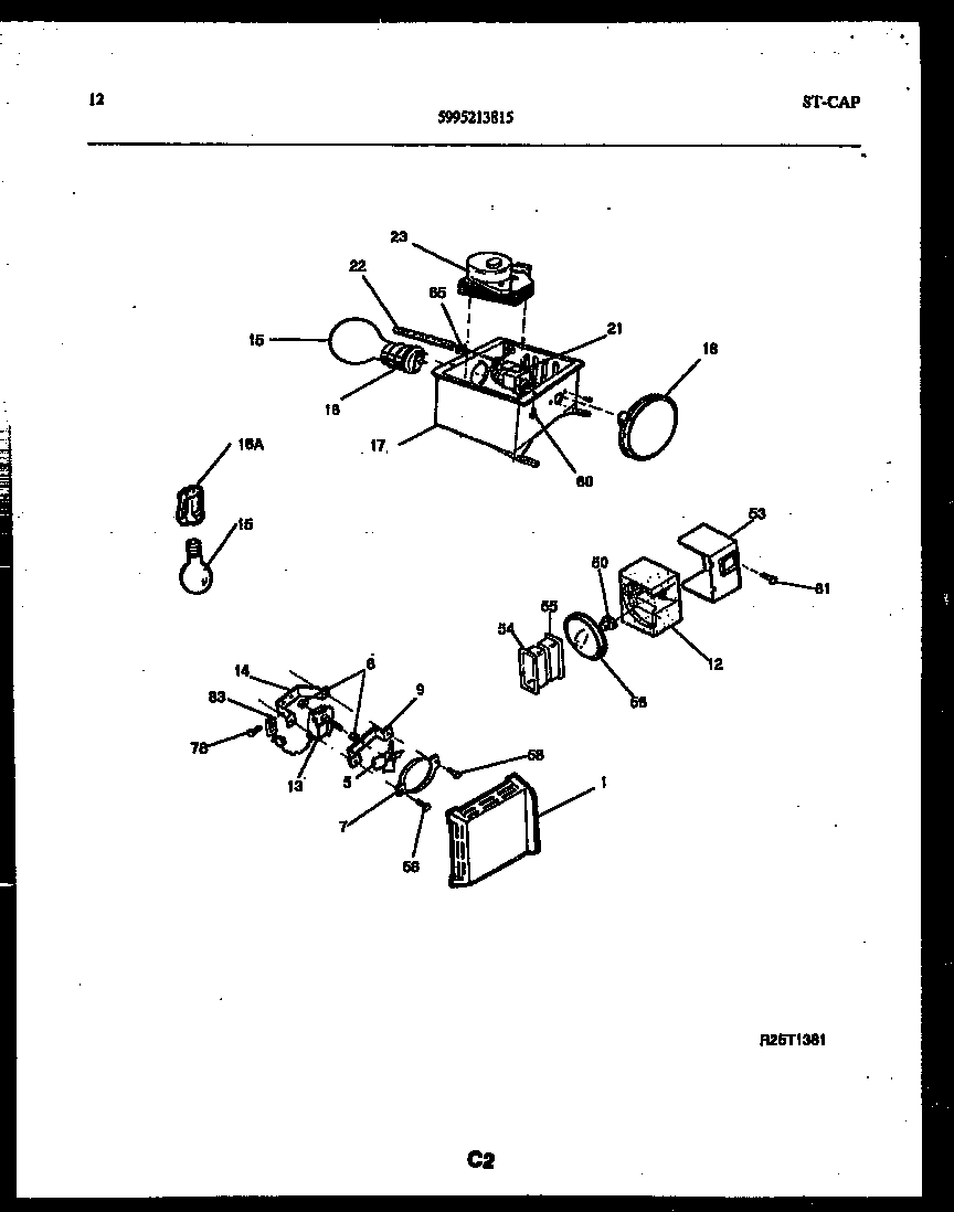 Gibson RS22F5WX1C refrigerator control assembly, damper control assembly and f diagram