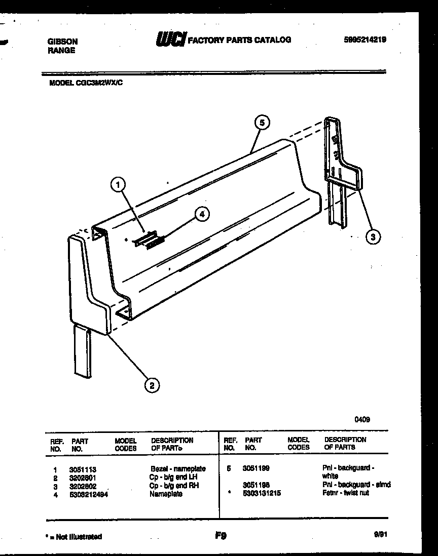 Gibson CGC3M2WXC backguard diagram