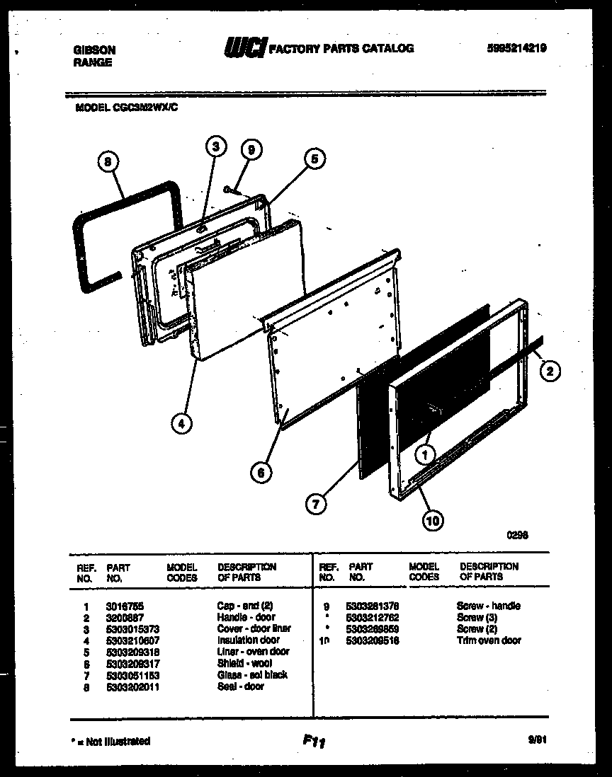 Gibson CGC3M2WXC door parts diagram