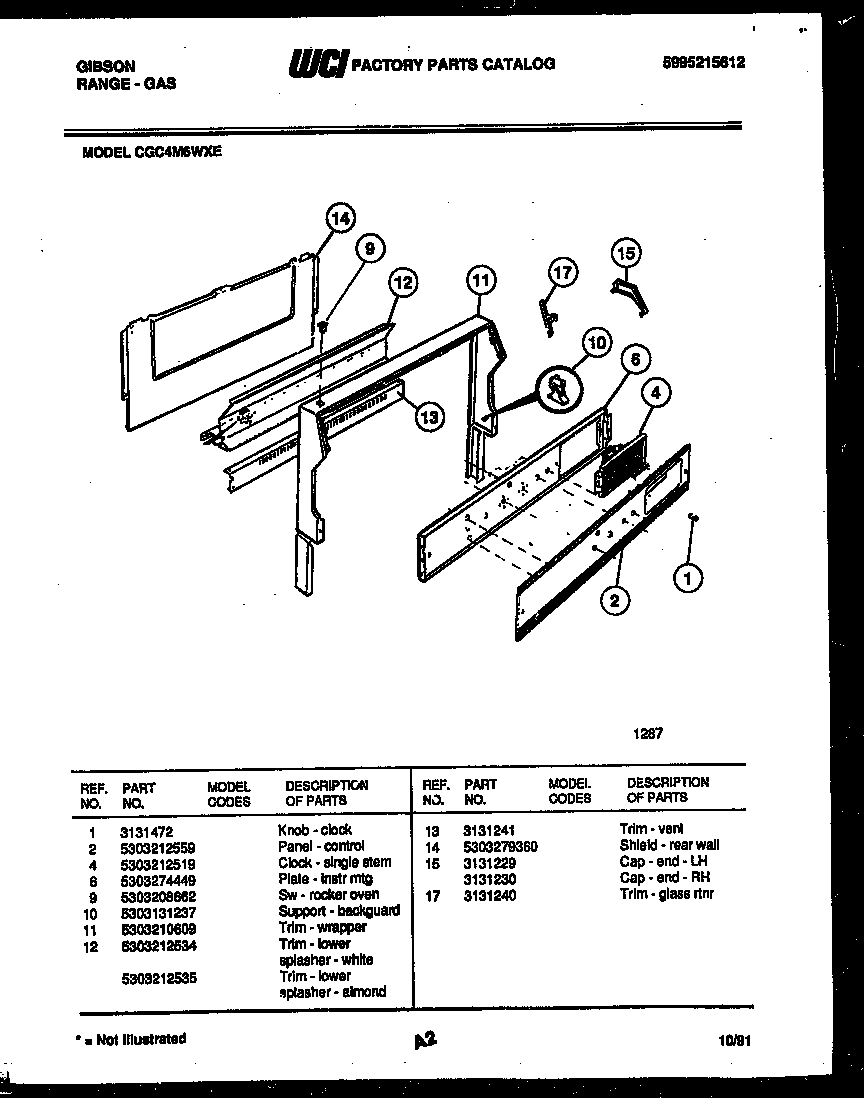 Gibson CGC4M6WXE backguard diagram