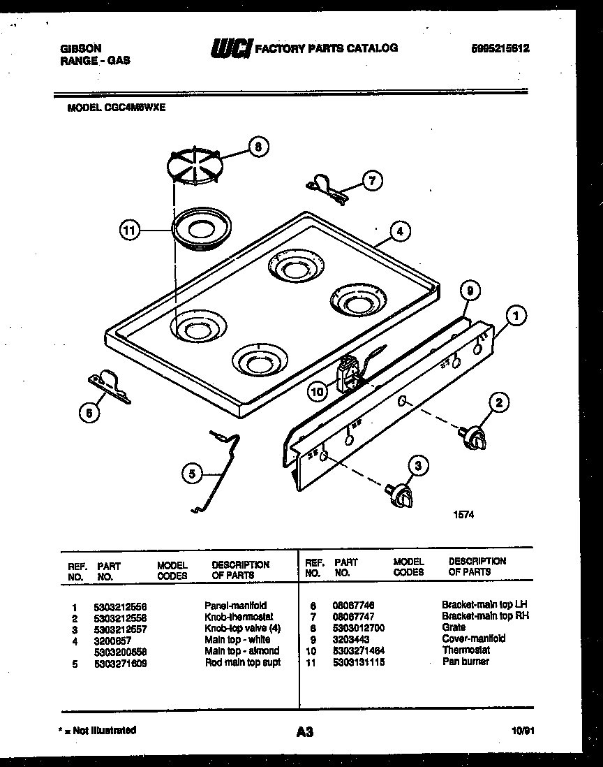 Gibson CGC4M6WXE cooktop parts diagram