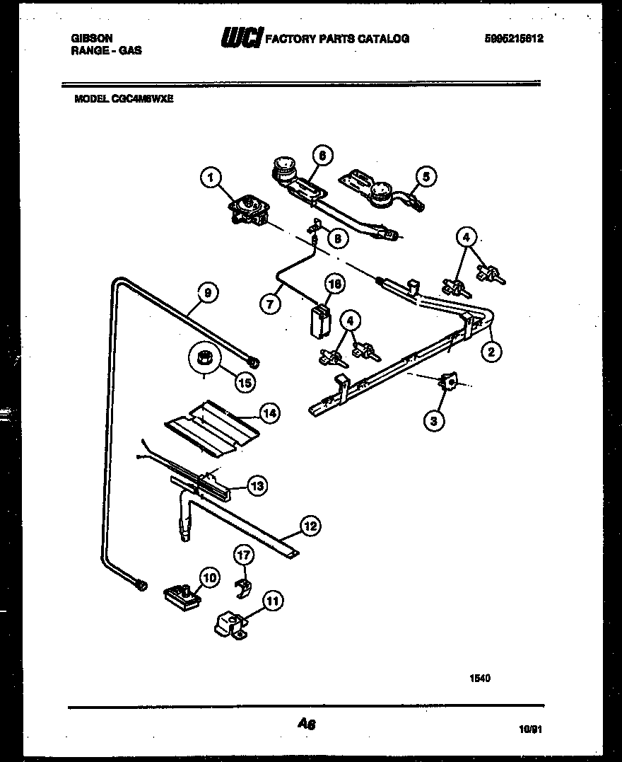 Gibson CGC4M6WXE burner parts diagram