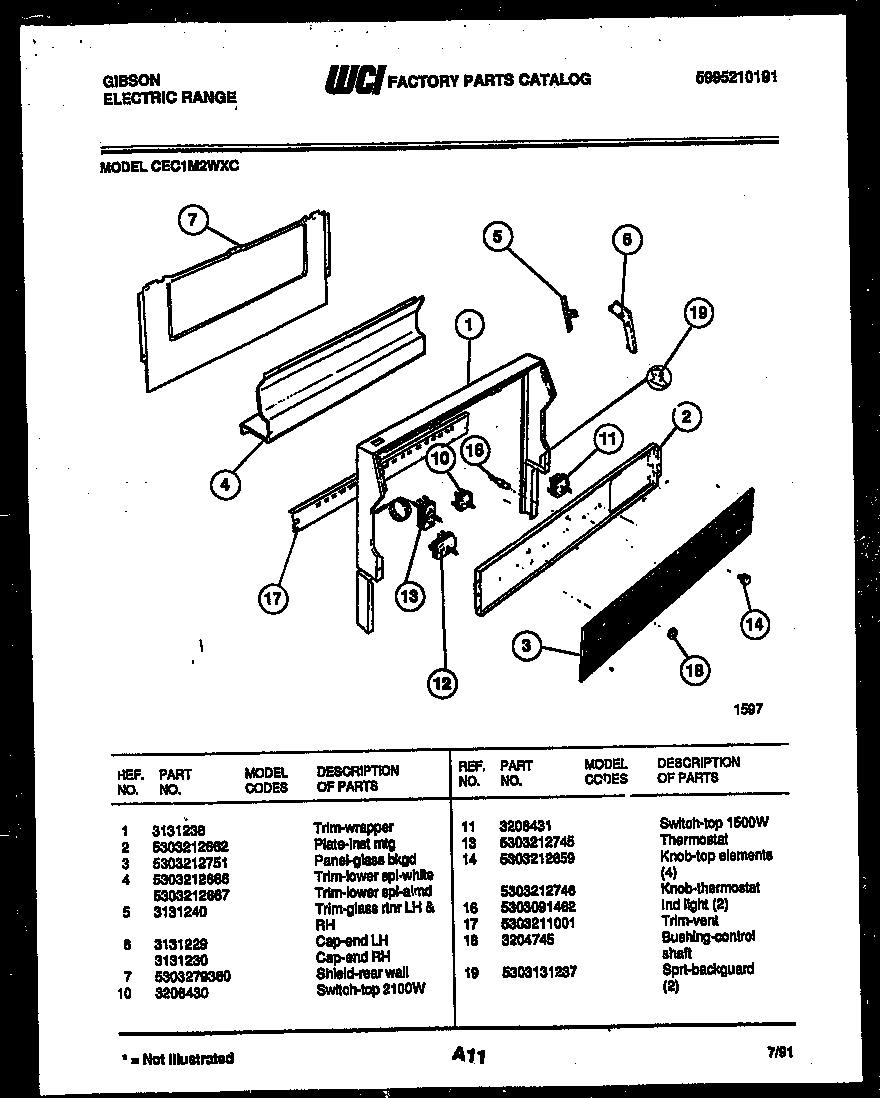 Gibson CEC1M2WXC backguard diagram