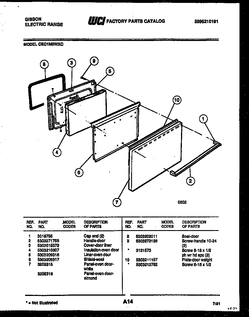 Gibson CEC1M2WXC door parts diagram