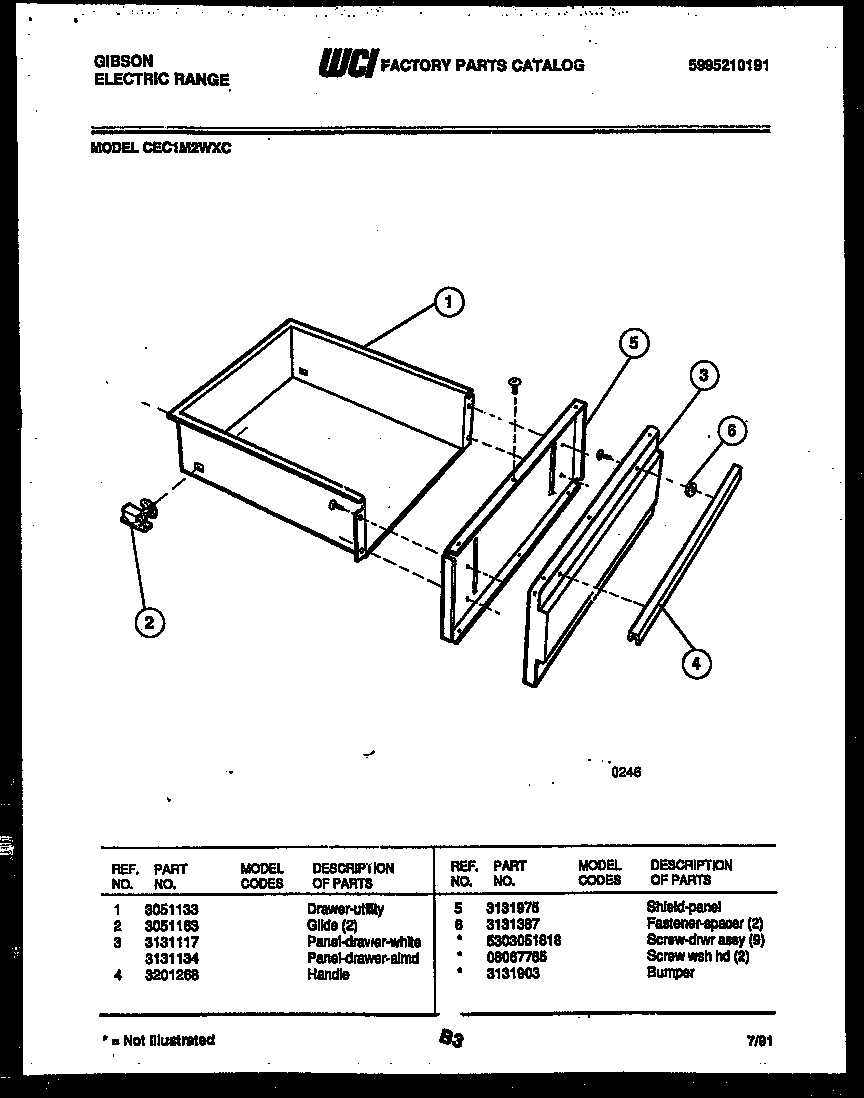 Gibson CEC1M2WXC drawer parts diagram