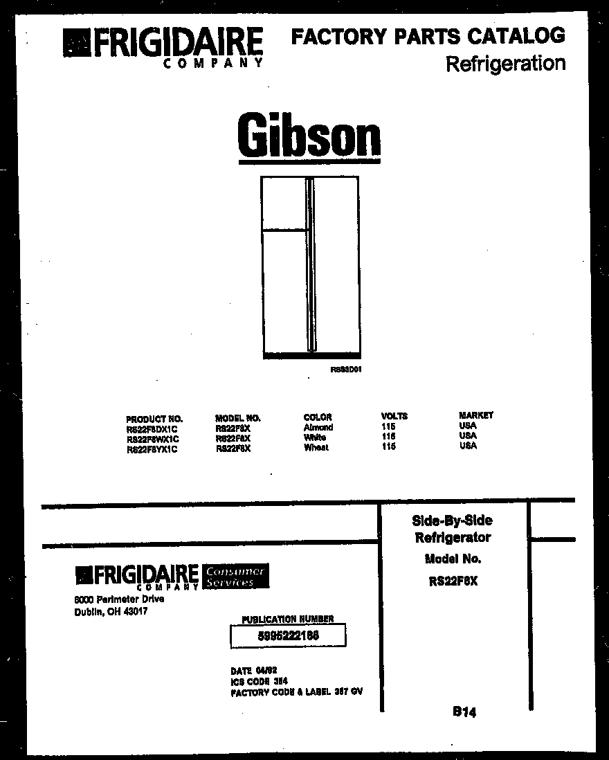 Gibson RS22F8YX1C front cover diagram