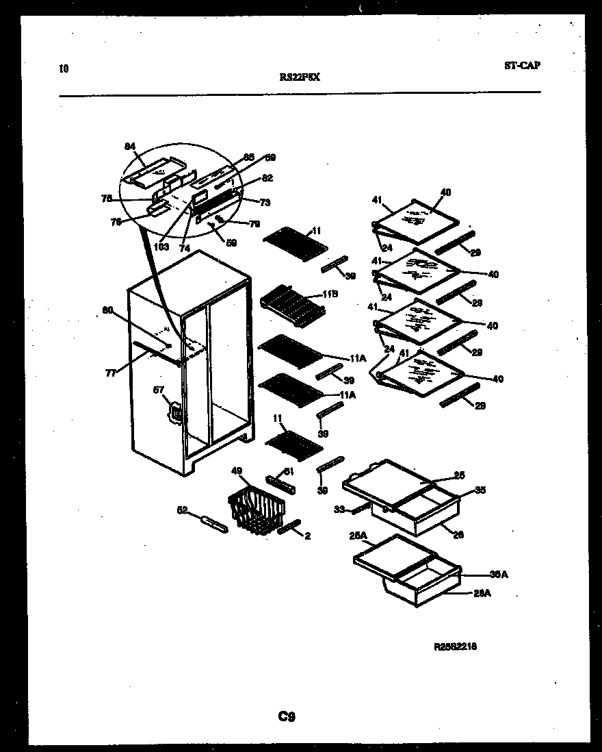 Gibson RS22F8YX1C shelves and supports diagram