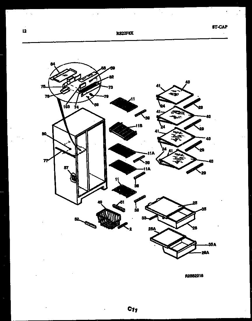 Gibson RS22F8YX1C shelves and supports diagram