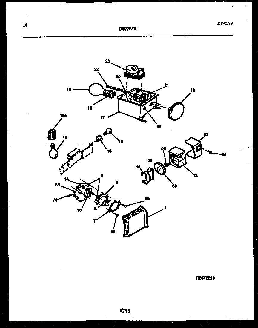 Gibson RS22F8YX1C refrigerator control assembly, damper control assembly and f diagram