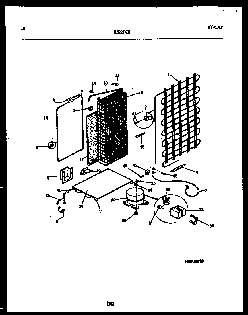 Gibson RS22F8YX1C system and automatic defrost parts diagram