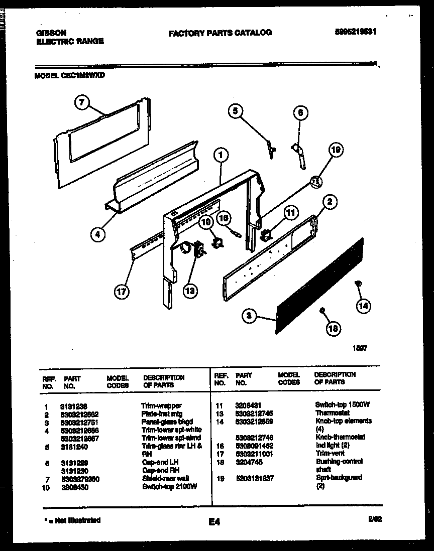 Gibson CEC1M2WXD backguard diagram