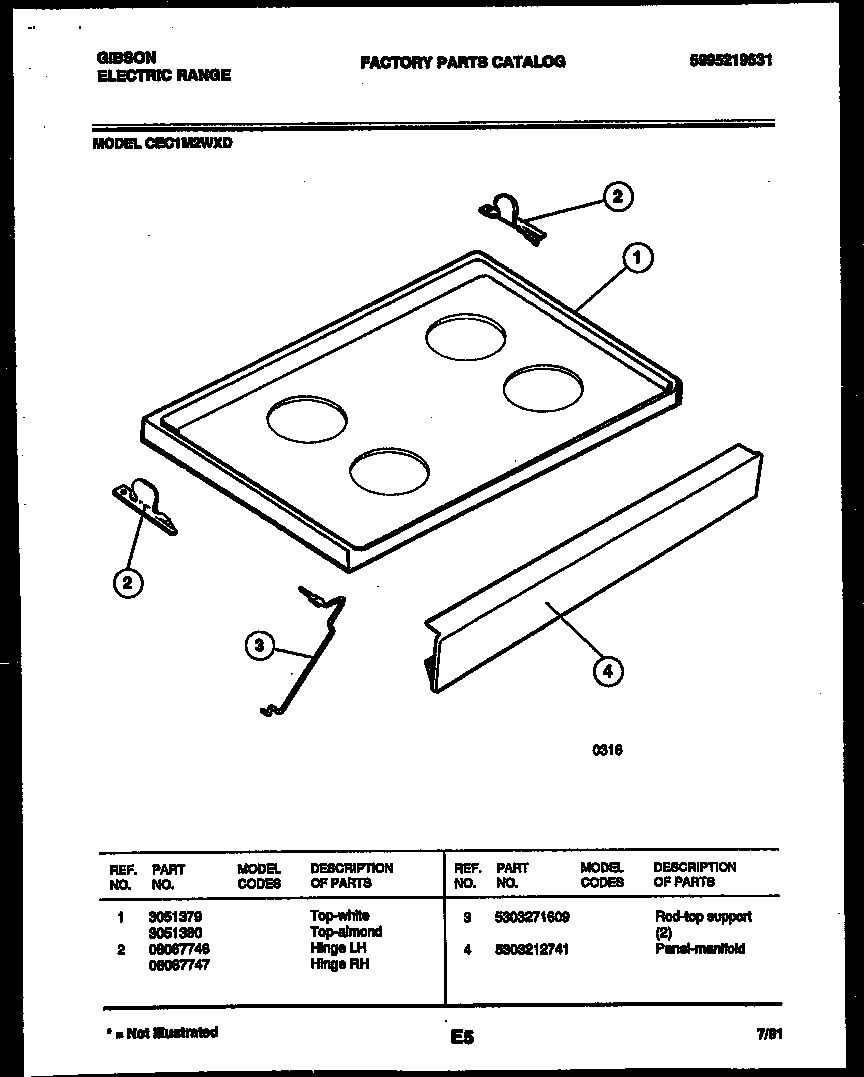 Gibson CEC1M2WXD cooktop parts diagram