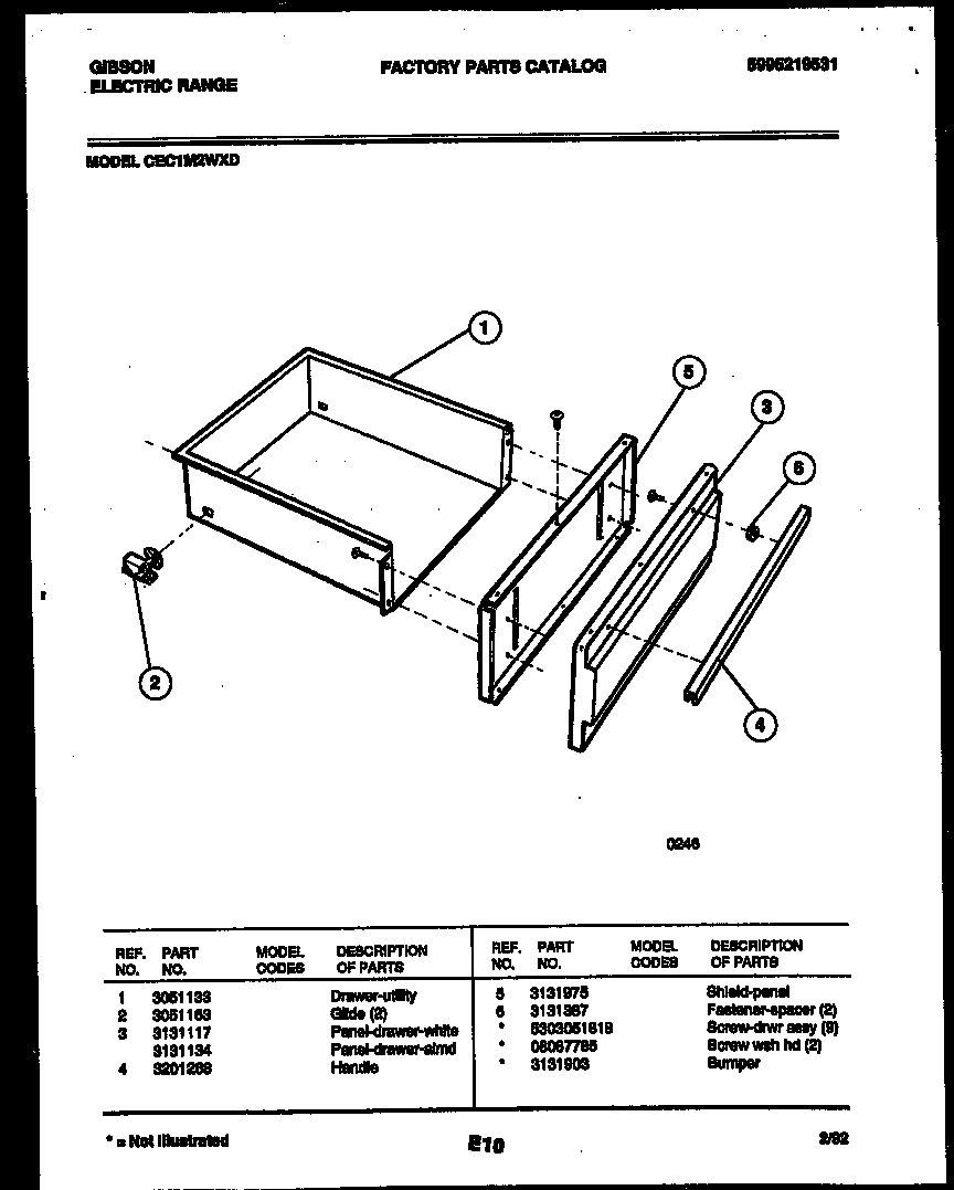 Gibson CEC1M2WXD drawer parts diagram
