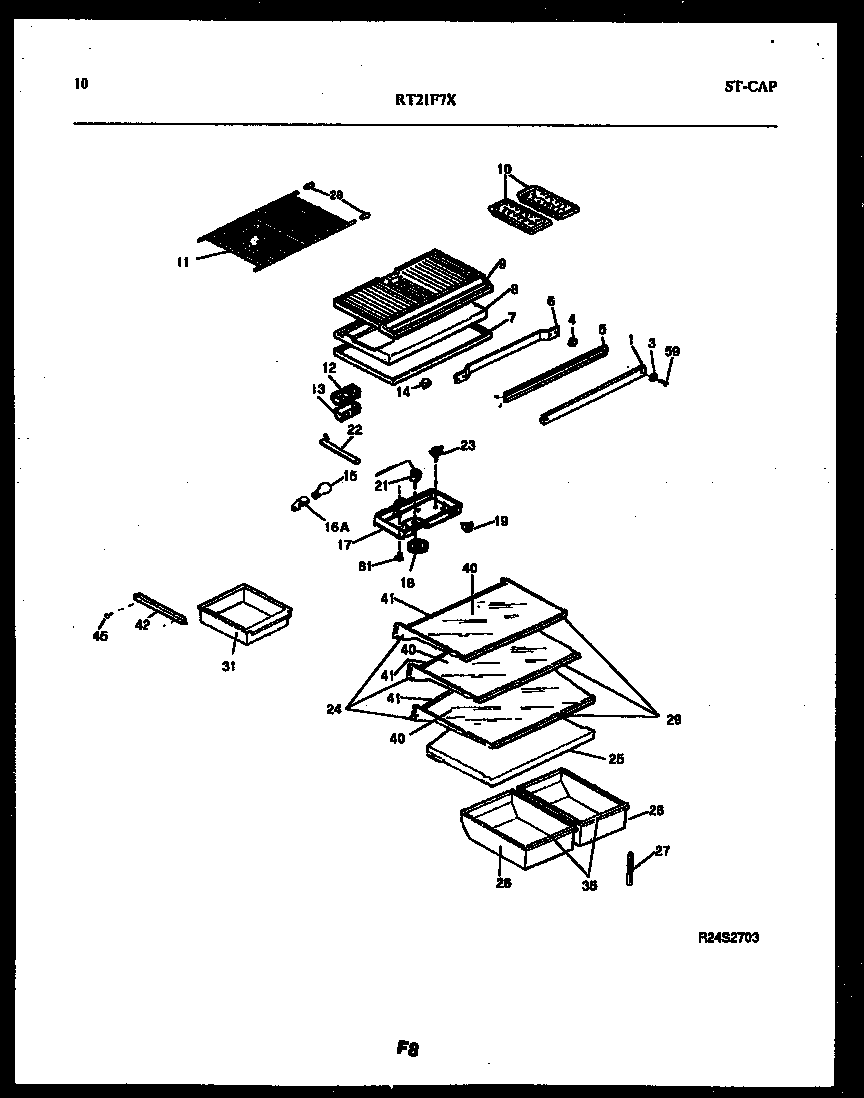 Gibson RT21F7WX3D shelves and supports diagram