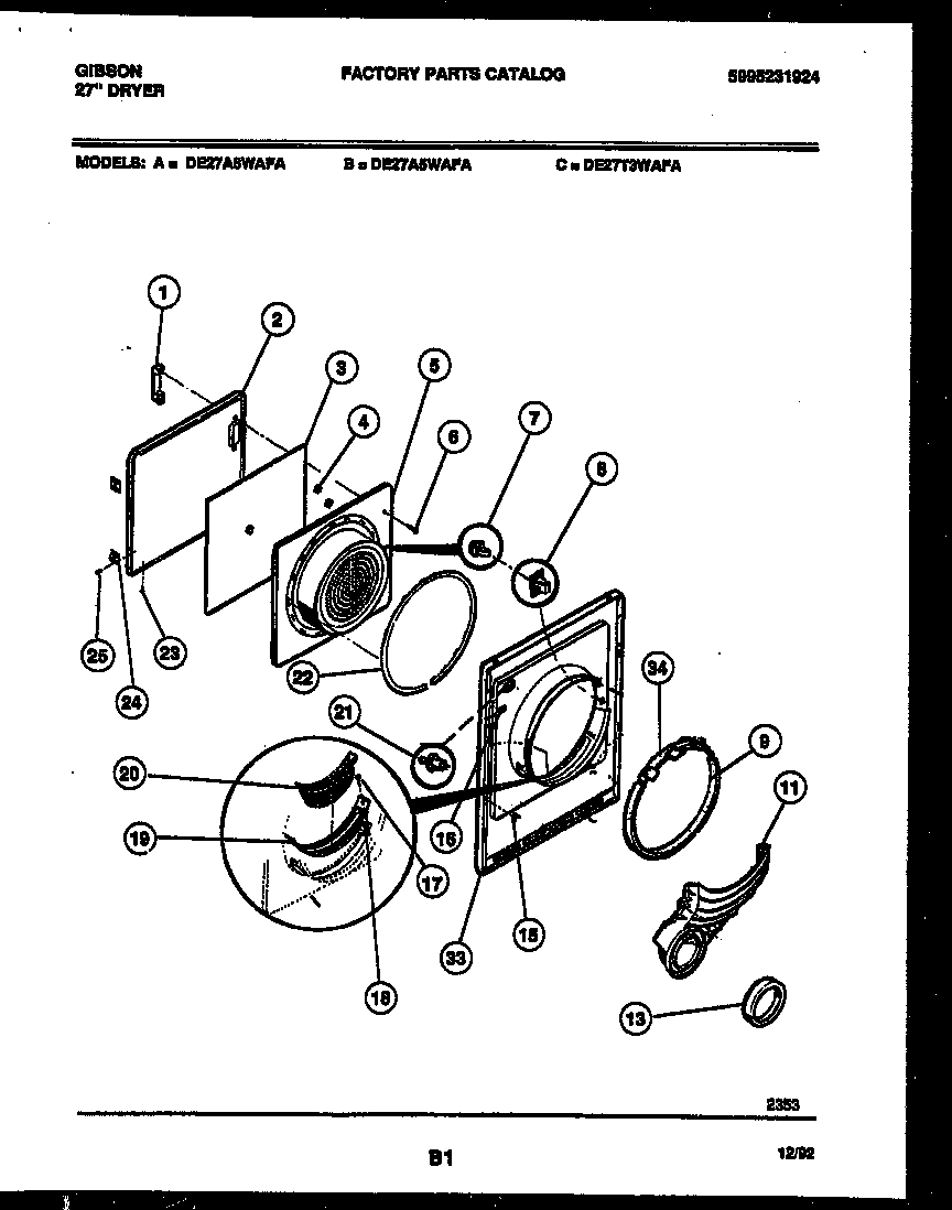 Gibson DE27A5WAFA door parts diagram