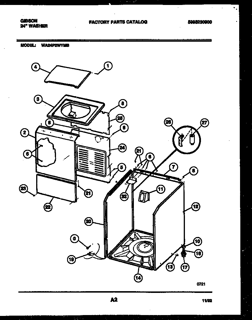 Gibson WA24P2WYMB cabinet parts diagram
