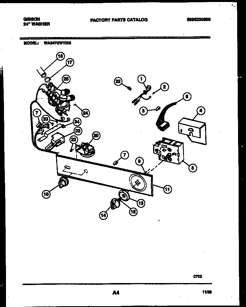 Gibson WA24P2WYMB console and control parts diagram