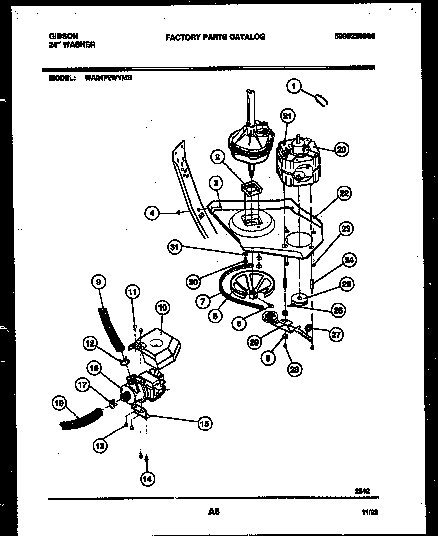 Gibson WA24P2WYMB motor and idler arm clutch diagram