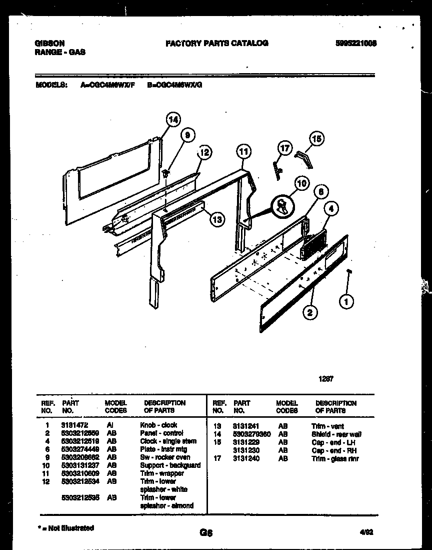 Gibson CGC4M6WXF backguard diagram