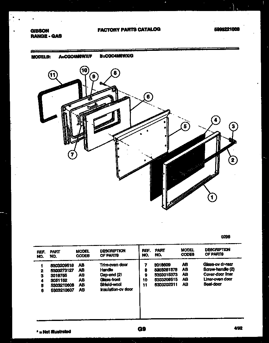 Gibson CGC4M6WXF door parts diagram