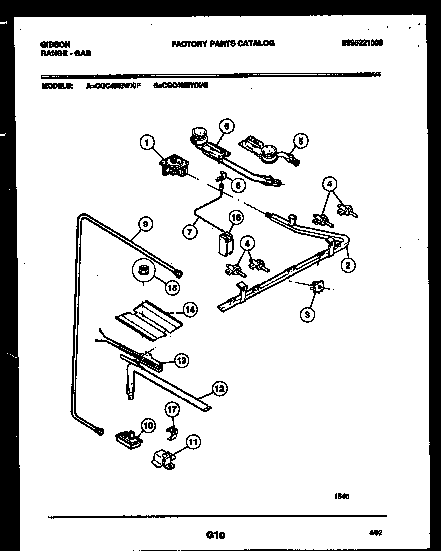 Gibson CGC4M6WXF burner parts diagram