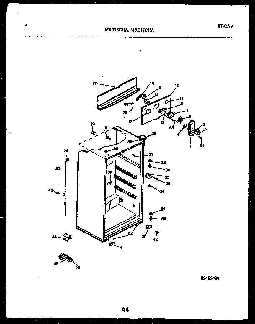 Universal/Multiflex (Frigidaire) MRT17CHAW0 cabinet parts diagram