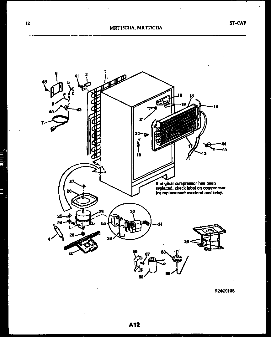Universal/Multiflex (Frigidaire) MRT17CHAW0 system and automatic defrost parts diagram