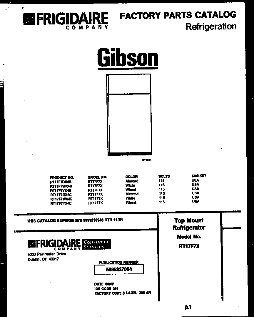 Gibson RT17F7WX4C cover page diagram