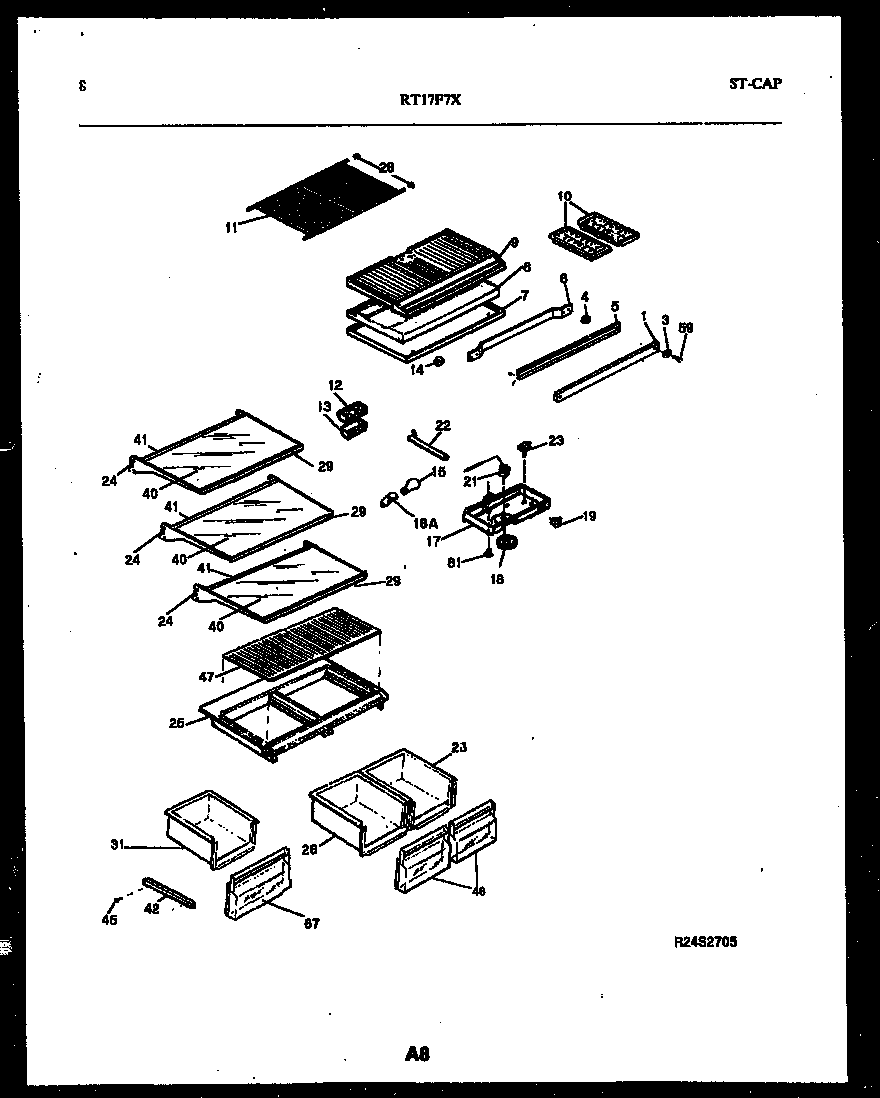 Gibson RT17F7WX4C shelves and supports diagram