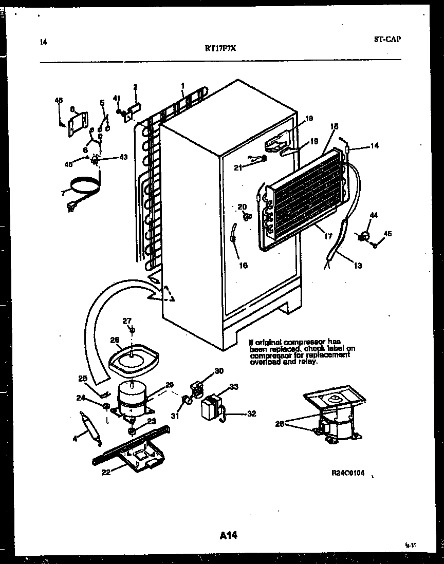 Gibson RT17F7WX4C system and automatic defrost parts diagram