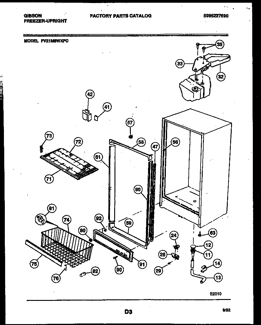 Gibson FV21M8WXFC cabinet parts diagram