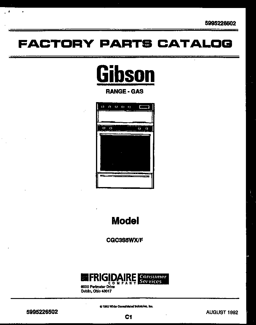Gibson CGC3S5WXF cover page diagram