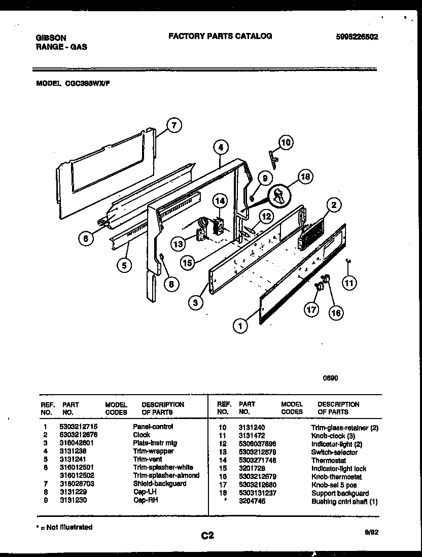 Gibson CGC3S5WXF backguard diagram